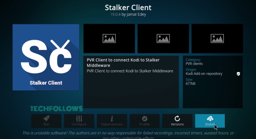 Install the IPTV Stalker Client Addon