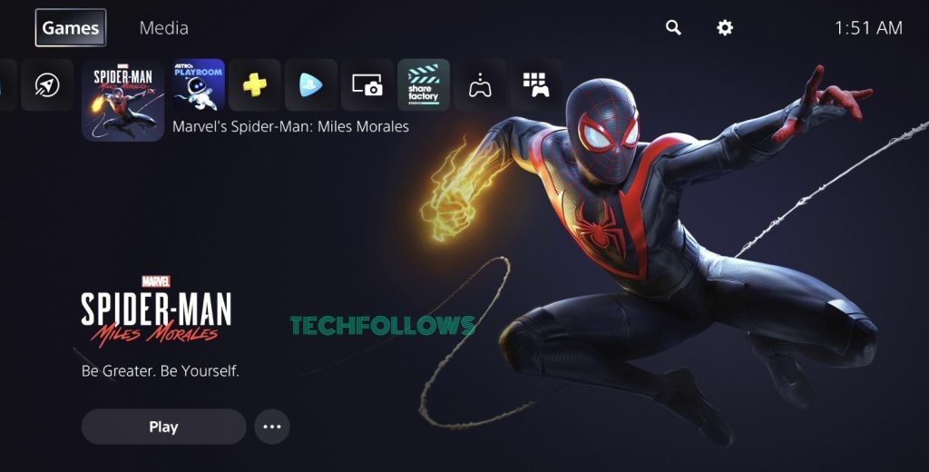 PS5 Home Screen