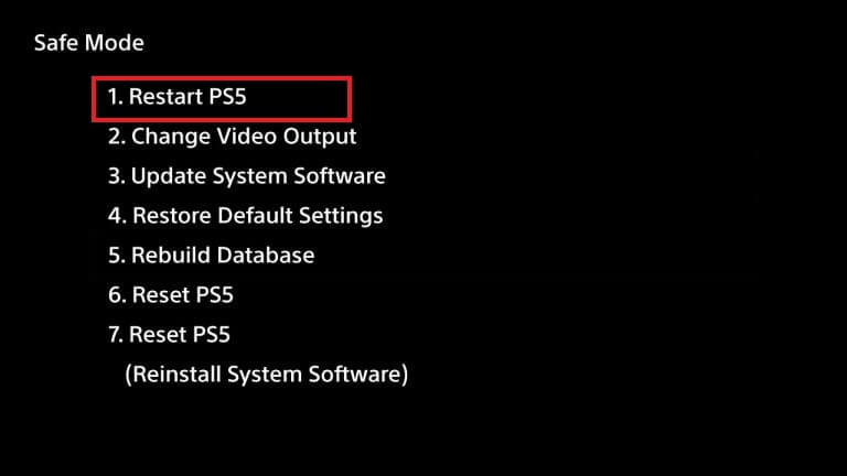 Restart PS5 