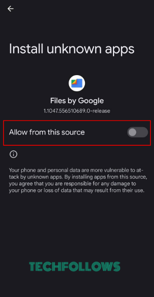 Enable Allow from this source to get Pikashow APK