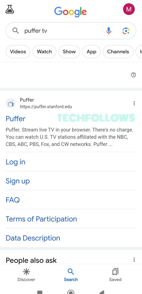 Visit Puffer TV website on android