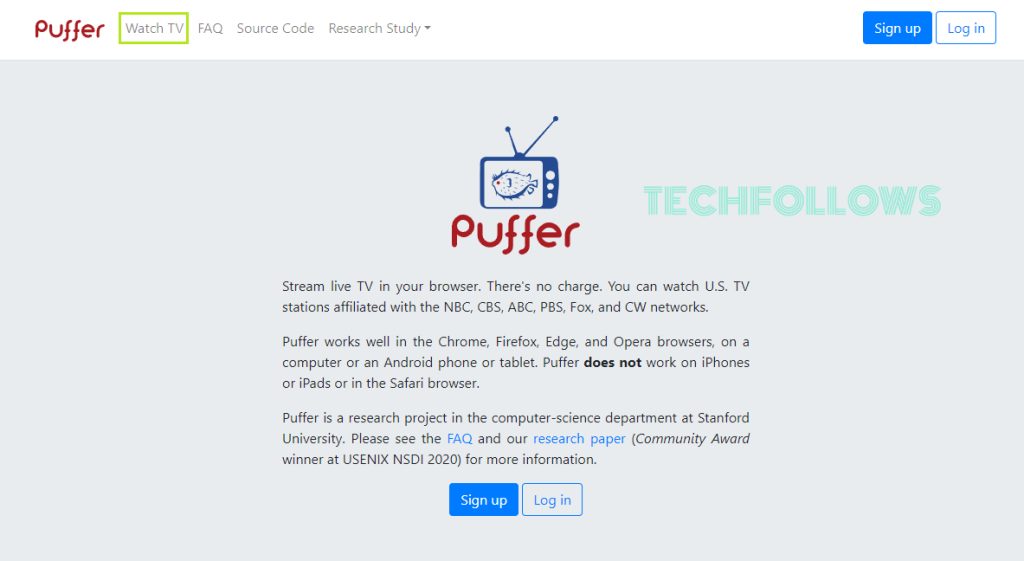 Open Watch tab on Puffer TV
