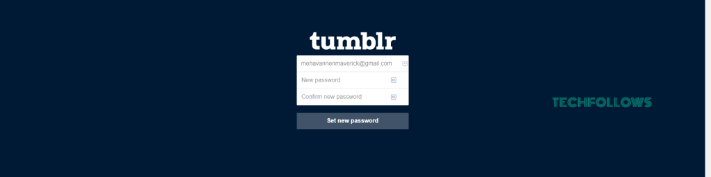 Enter the new Tumblr password