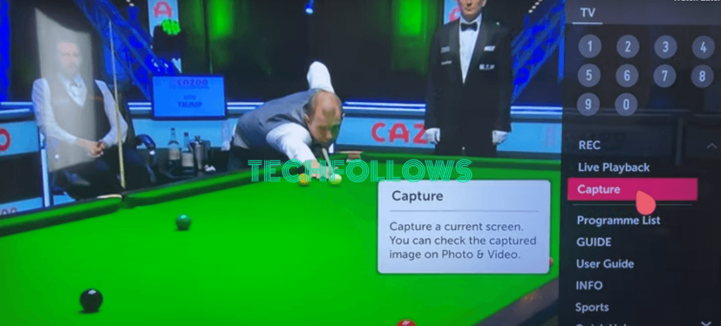 Select Capture to take screenshot on LG TV