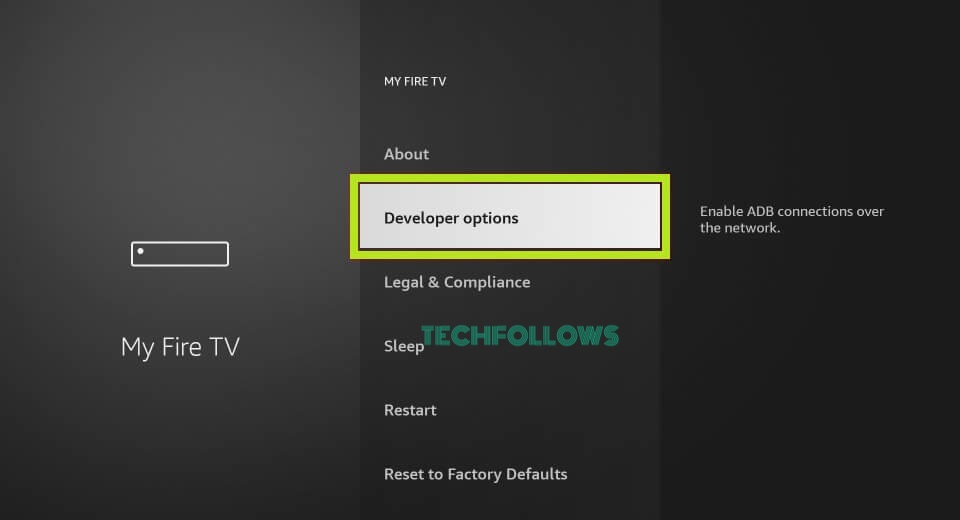 Choose Developer Options