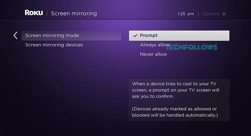 Enable Screen Mirroring on Roku