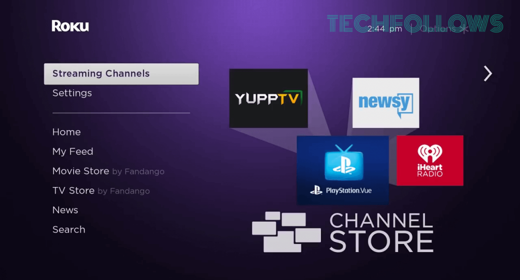 Click on Streaming Channels on Roku