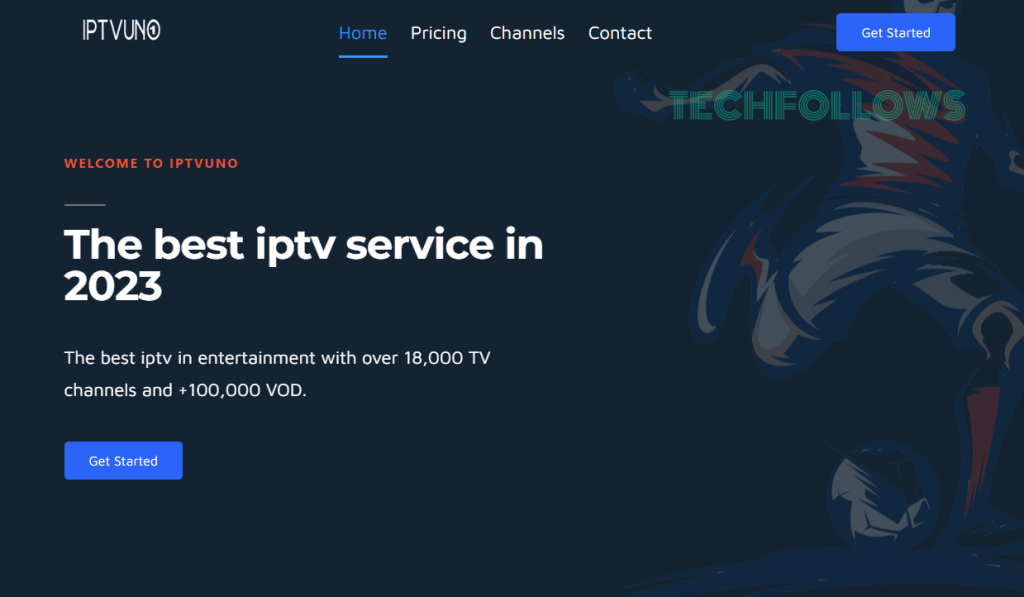 Tap on Pricing tab on UNO IPTV website home screen