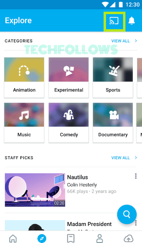 Click the cast icon to cast Vimeo to Samsung TV