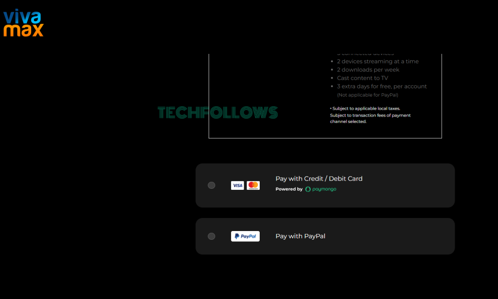 Choose your Payment method