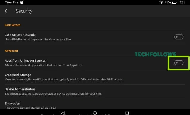 Enable Apps from Unknown Sources on Fire Tablet