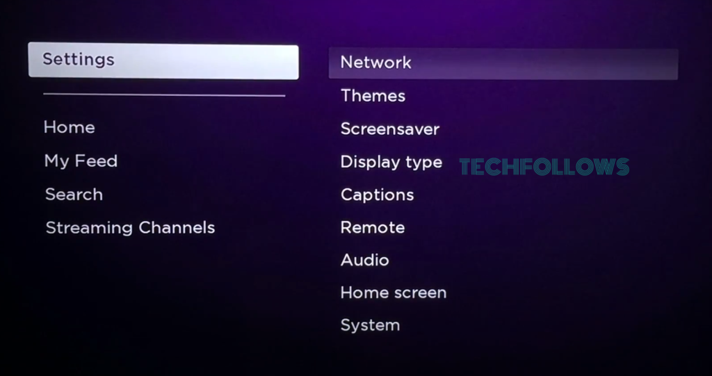 Open Settings on Roku