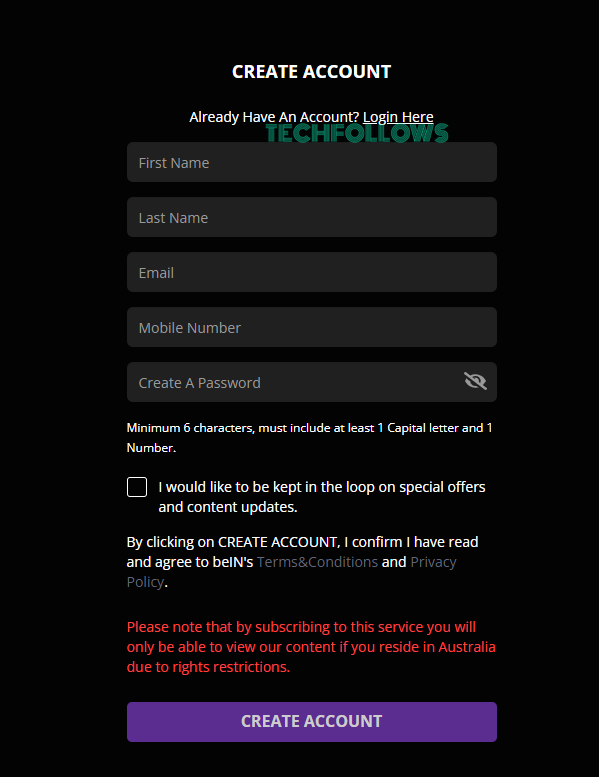 Click Create Account