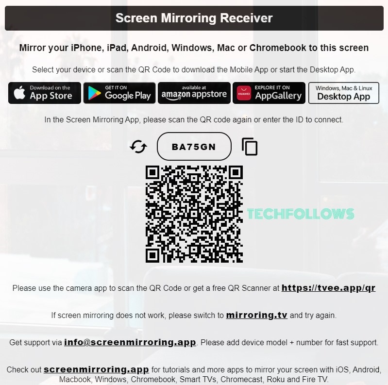 Screen Mirroring Receiver website
