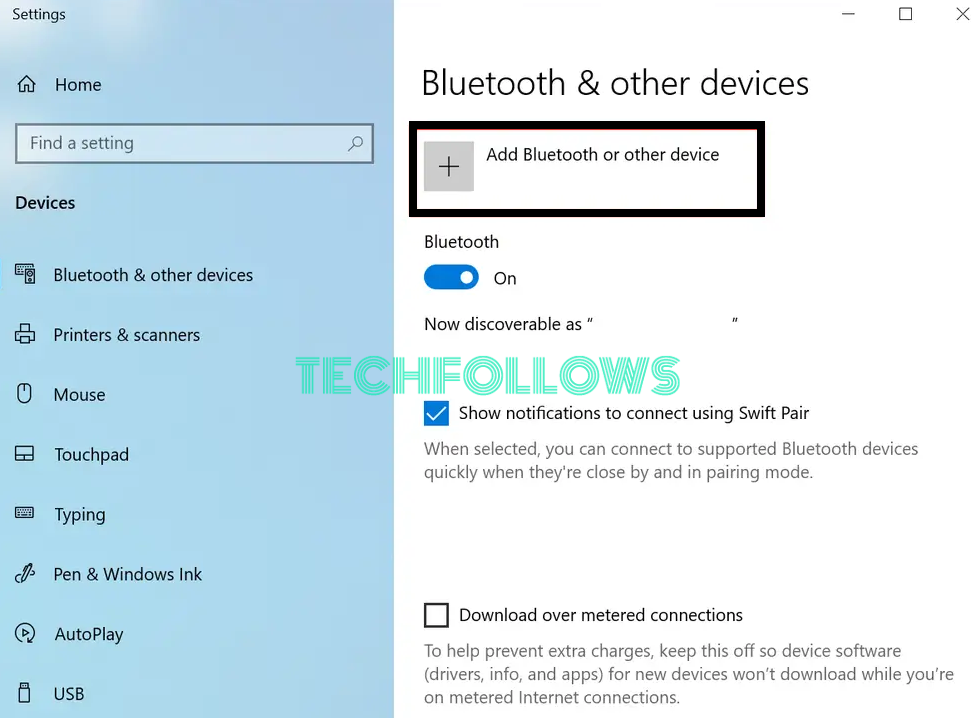 Select Add Bluetooth or other devices