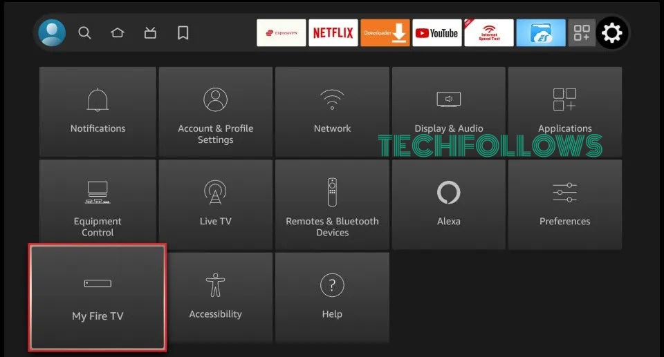 Tap the My Fire TV tile