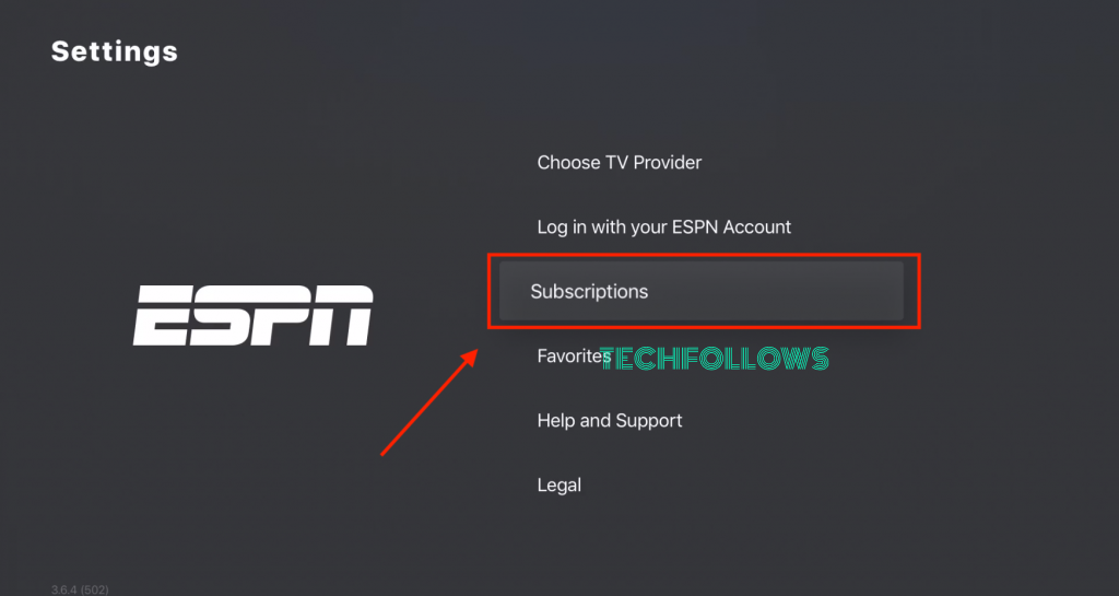 Check the ESPN+ subscription