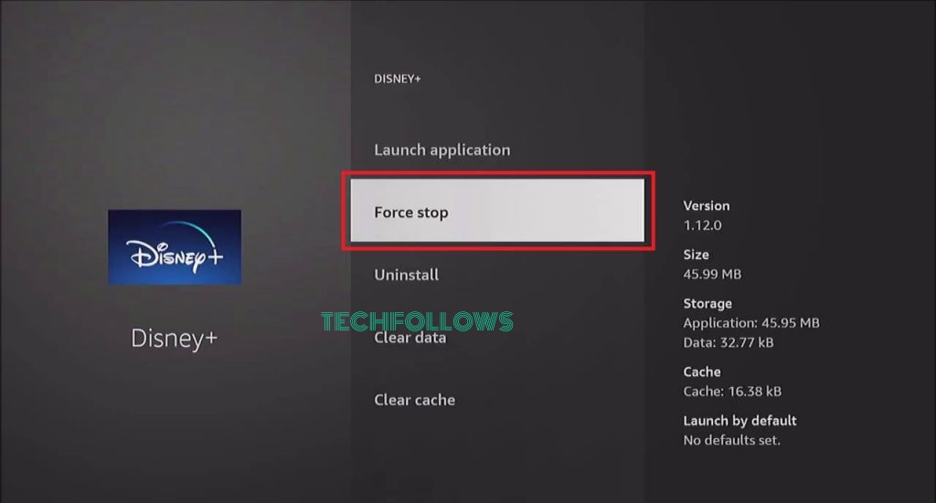 Tap the Force Stop button to force close apps on Firestick