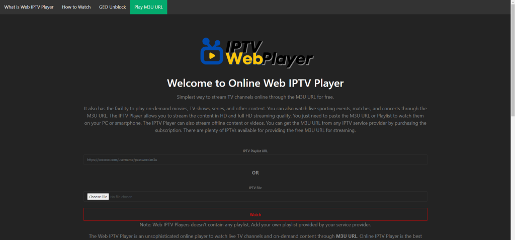 IPTV Web Player on PS4