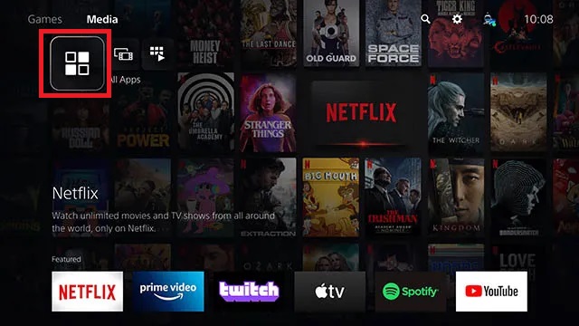 IPTV on PS5 - Click on Game base icon