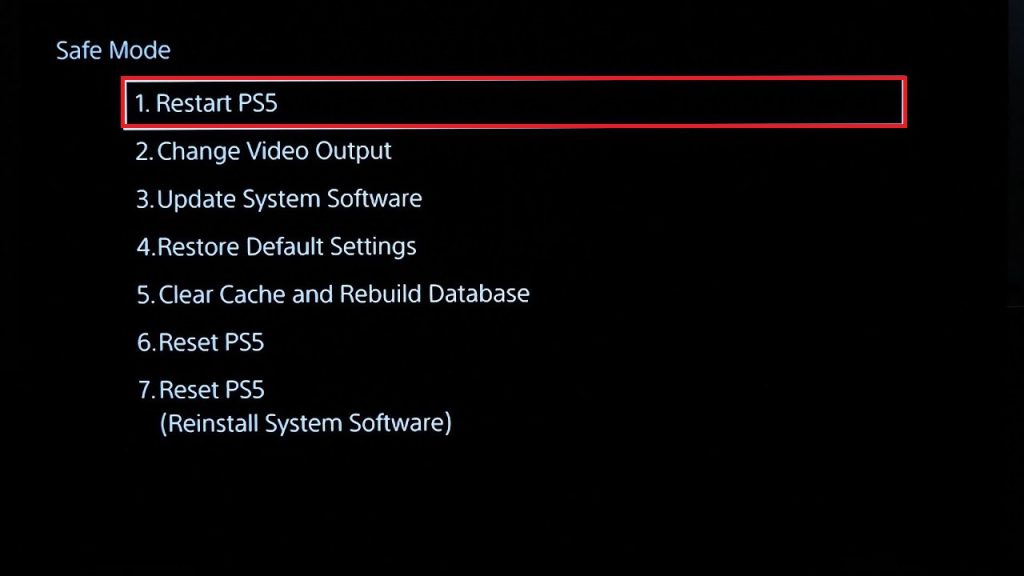 PS5 Blinking Blue Light of Death - Choose Restart PS5
