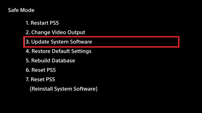 PS5 Stuck in Safe Mode - Choose Update System Software