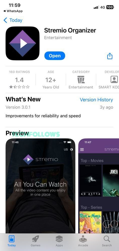 Open the Stremio Organizer app