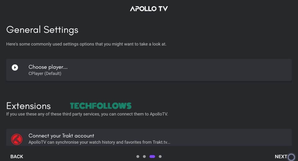 Settings on Apollo TV