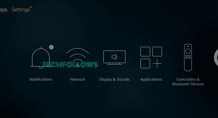 Select the Settings option on Firestick