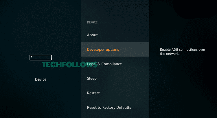 Select Developer Options