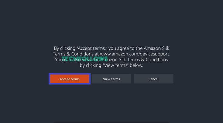 Accept Terms on Silk Browser