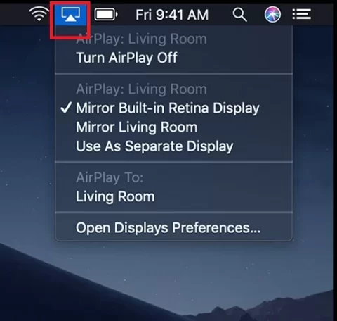 Click AirPlay icon on the Menu bar