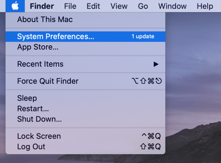 Select System Preferences in the Apple menu