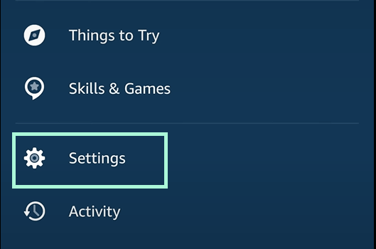 Click Settings in Alexa to Disable it in Samsung TV