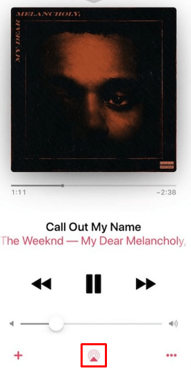 Tap on the AirPlay icon on the Apple Music