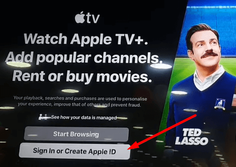 Select Sign in or Create Apple ID button