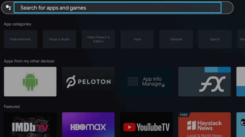 Hit Search for apps and games