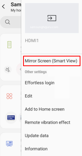 Select the Screen Mirror (Smart View) option