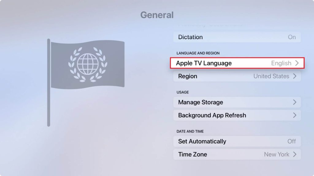 Select Apple TV Language