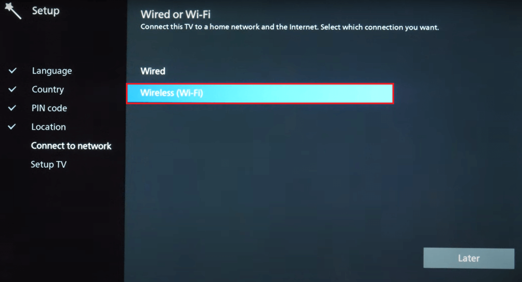 Click the Wireless (Wi-Fi) option