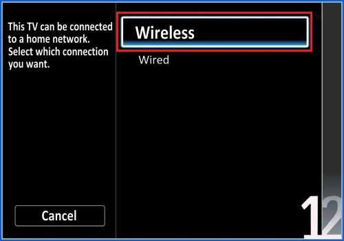Select Wireless connection - Connect Philips TV to WiFi