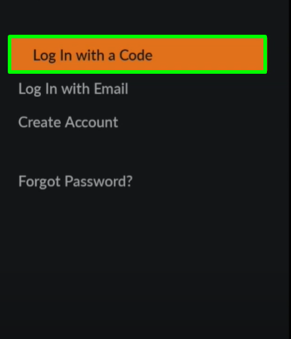Click on the Log In with a Code option