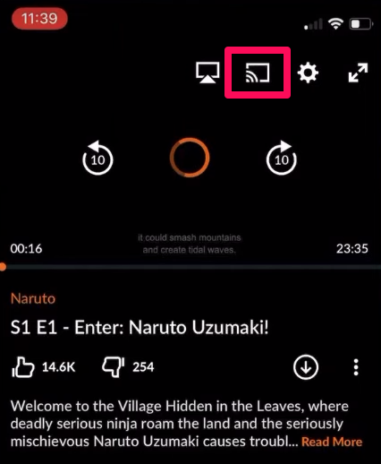 Tap the Cast icon
