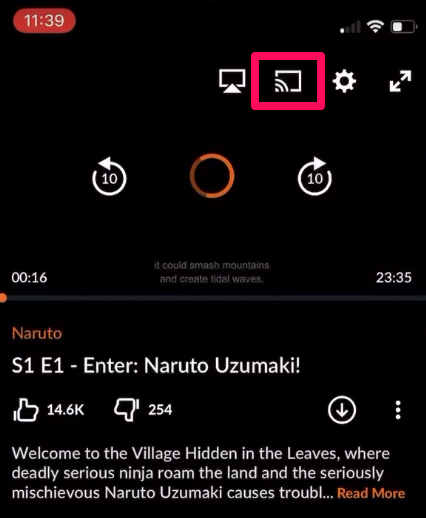 Tap the Cast icon 