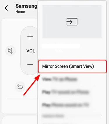 Tap Mirror Screen (Smart View) to stream Dailymotion on Samsung TV