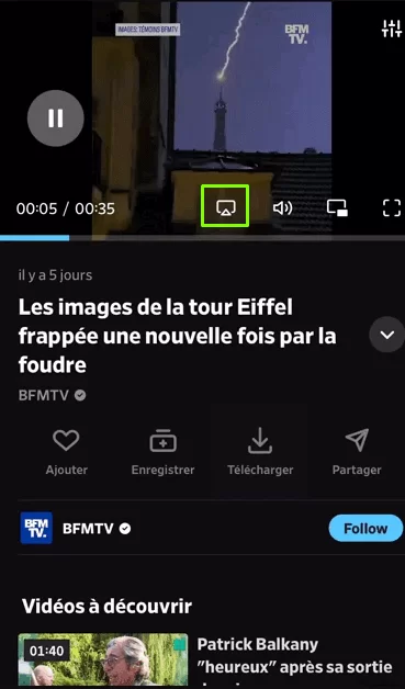 tap the AirPlay icon on Dailymotion