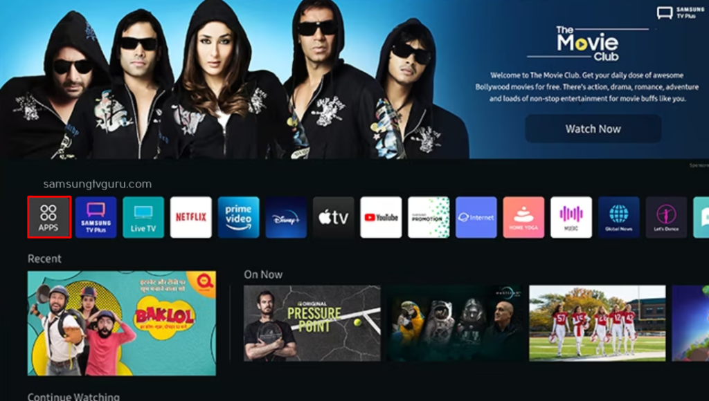 Select the Apps section on your TV