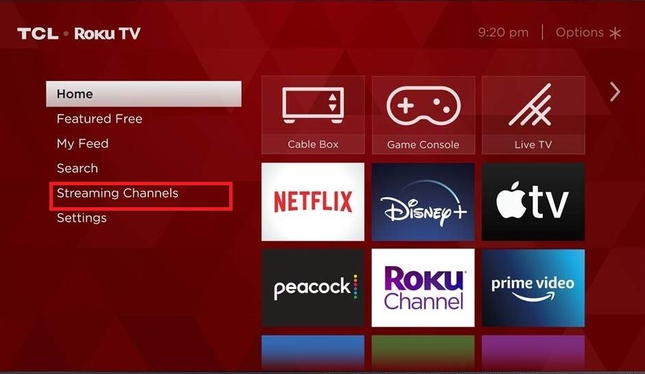 Discovery Plus on TCL TV - Choose the Streaming Channels option