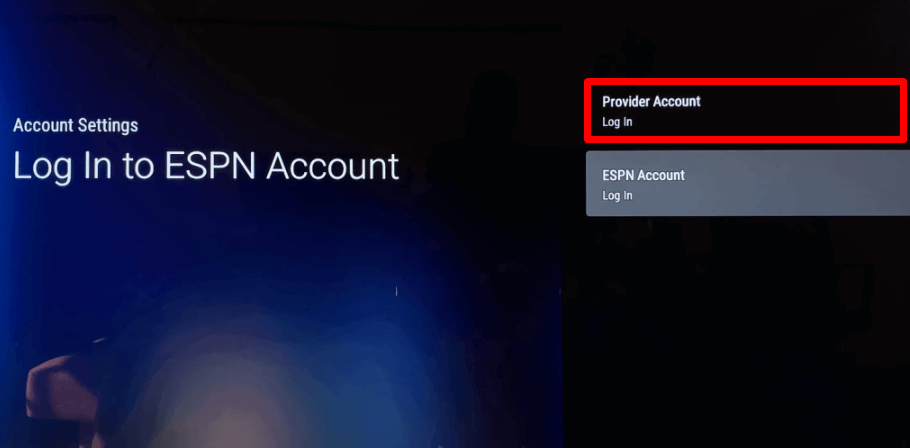 Choose the Provider Account login option