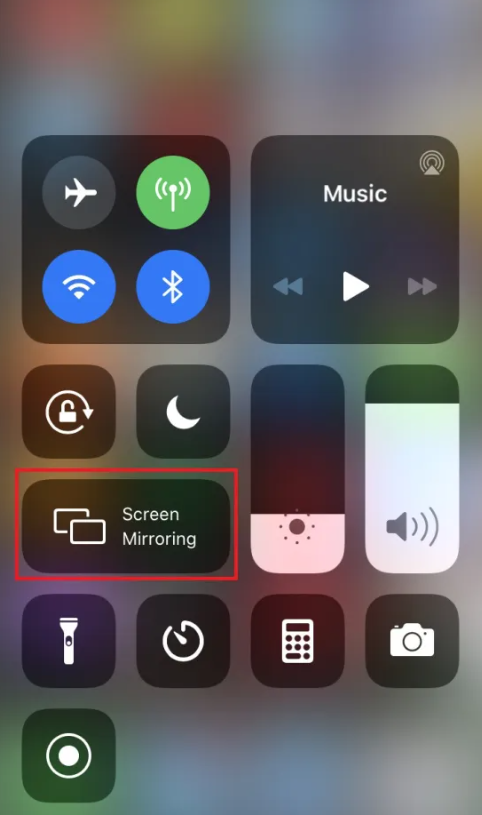 Select the Screen Mirror option from the Notification panel 